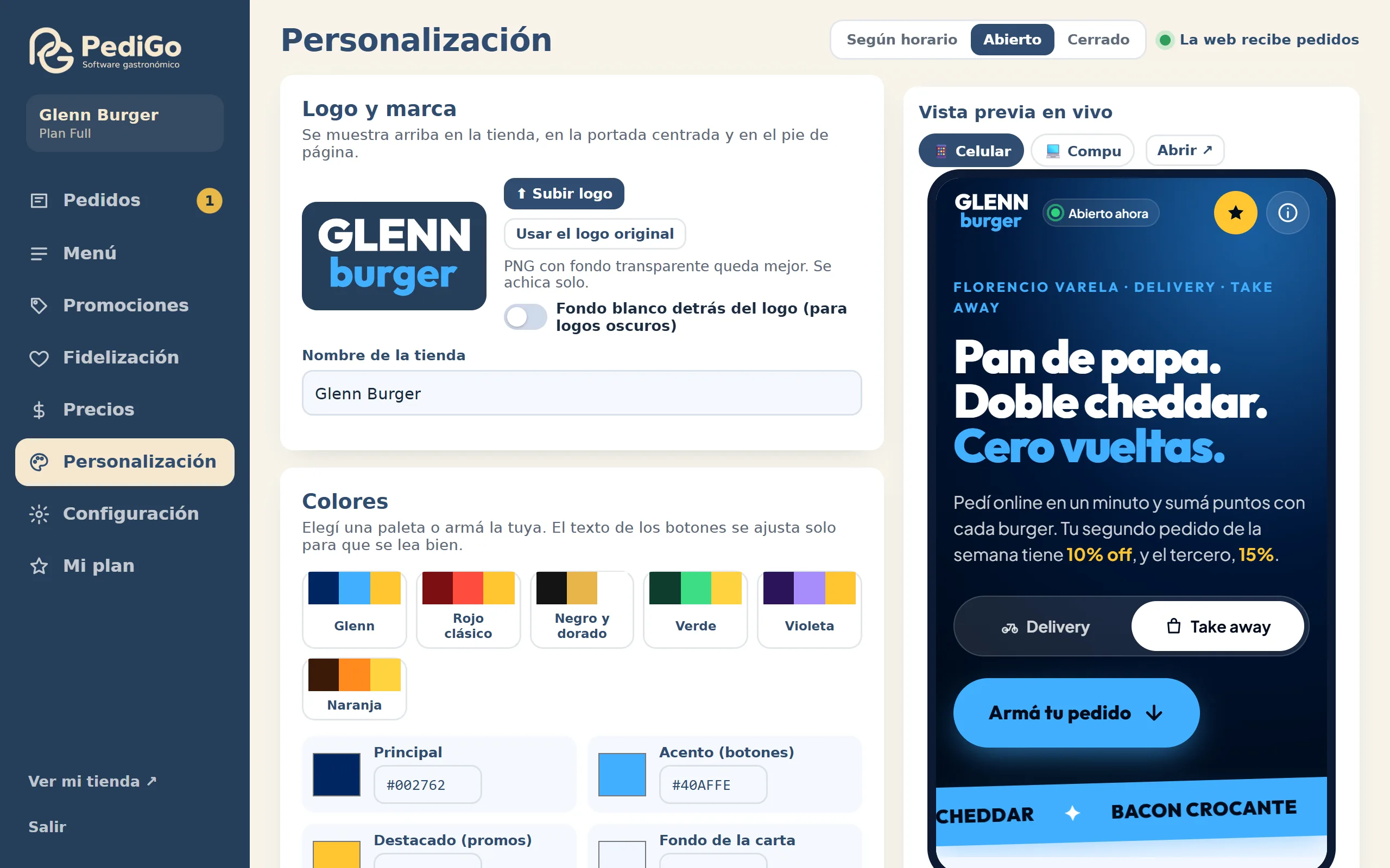 Personalización de la tienda con vista previa en vivo
